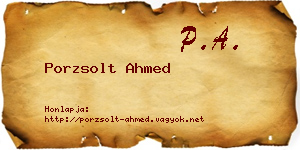 Porzsolt Ahmed névjegykártya